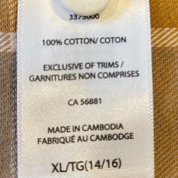O'Neill Button Down LS 100% Cotton Check Shirt Burgundy Wht Tan Gold Sz S/M NWT - Picture 9 of 12